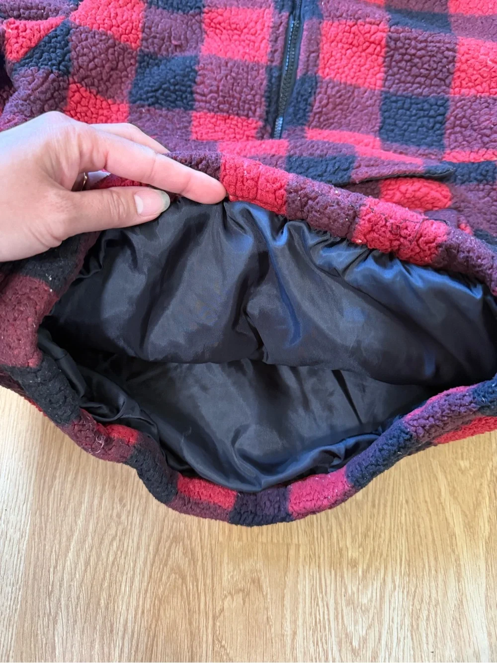 Urban Republic Red & Black Buffalo Plaid Sherpa Jacket - Size L (14/16)